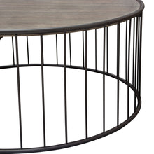 Load image into Gallery viewer, Gibson 38" Round Cocktail Table with Grey Oak Finished Top and Metal Base by Diamond Sofa