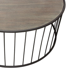 Load image into Gallery viewer, Gibson 38" Round Cocktail Table with Grey Oak Finished Top and Metal Base by Diamond Sofa