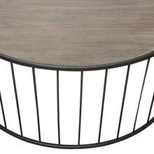 Load image into Gallery viewer, Gibson 38" Round Cocktail Table with Grey Oak Finished Top and Metal Base by Diamond Sofa
