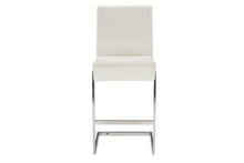Load image into Gallery viewer, Baxton Studio Toulan Modern and Contemporary White Faux Leather Upholstered Stainless Steel Barstool (Set of 2)