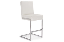 Load image into Gallery viewer, Baxton Studio Toulan Modern and Contemporary White Faux Leather Upholstered Stainless Steel Barstool (Set of 2)