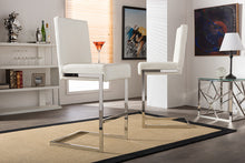 Load image into Gallery viewer, Baxton Studio Toulan Modern and Contemporary White Faux Leather Upholstered Stainless Steel Barstool (Set of 2)