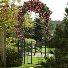 Load image into Gallery viewer, Garden Arch Arbor Trellis with Gate Patio Plant Stand Archway-Black