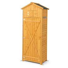 Load image into Gallery viewer, 71 Inch Tall Garden Tool Storage Cabinet with Lockable Doors and Foldable Table-Natural