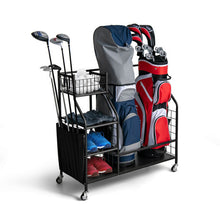 Load image into Gallery viewer, Double Golf Bag Organizer with Lockable Universal Wheels