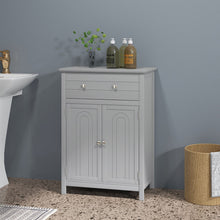Load image into Gallery viewer, Wooden Bathroom Floor Cabinet with Drawer and Adjustable Shelf-Gray