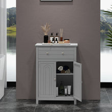 Load image into Gallery viewer, Wooden Bathroom Floor Cabinet with Drawer and Adjustable Shelf-Gray
