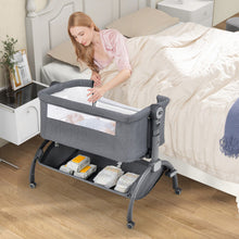 Load image into Gallery viewer, 3-in-1 Baby Bassinet with Double-Lock Design and Adjustable Heights-Gray