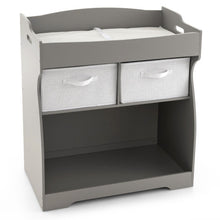 Load image into Gallery viewer, Baby Changing Table with 2 Drawers and Large Storage Bin-Gray