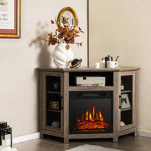 Load image into Gallery viewer, Corner TV Stand with 18 Inch Electric Fireplace for TVs up to 50 Inch-Gray