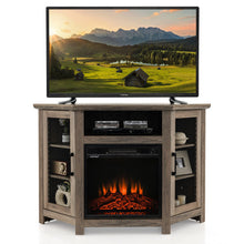 Load image into Gallery viewer, Corner TV Stand with 18 Inch Electric Fireplace for TVs up to 50 Inch-Gray