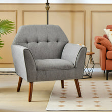 Load image into Gallery viewer, Modern Tufted Fabric Accent Chair with Rubber Wood Legs-Gray