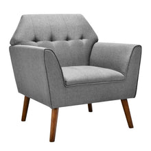 Load image into Gallery viewer, Modern Tufted Fabric Accent Chair with Rubber Wood Legs-Gray