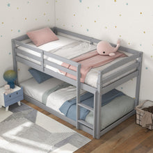 Load image into Gallery viewer, Twin Size Bunk Bed with High Guardrails and Integrated Ladder-Gray