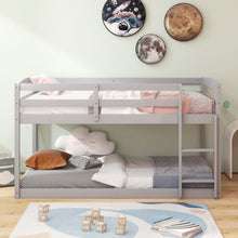 Load image into Gallery viewer, Twin Size Bunk Bed with High Guardrails and Integrated Ladder-Gray