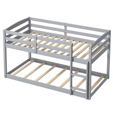 Load image into Gallery viewer, Twin Size Bunk Bed with High Guardrails and Integrated Ladder-Gray