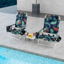 Load image into Gallery viewer, 2 Packs 5-Position Outdoor Folding Backpack Beach Table Chair Reclining Chair Set-Green