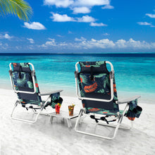 Load image into Gallery viewer, 2 Packs 5-Position Outdoor Folding Backpack Beach Table Chair Reclining Chair Set-Green