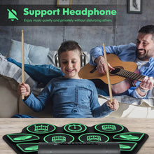 Load image into Gallery viewer, Electronic Drum Set with 2 Build-in Stereo Speakers for Kids-Green