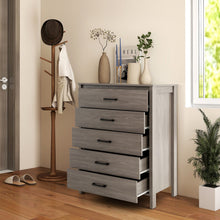 Load image into Gallery viewer, Modern 5-Drawer Multipurpose Chest Dresser with Metal Handles-Grey