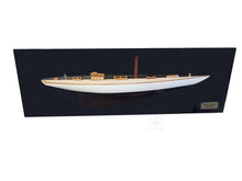 Load image into Gallery viewer, Shamrock Brown/White Painted Half-Hull Model Boat Yacht Handmade
