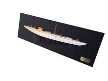 Load image into Gallery viewer, Shamrock Brown/White Painted Half-Hull Model Boat Yacht Handmade