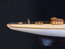 Load image into Gallery viewer, Shamrock Brown/White Painted Half-Hull Model Boat Yacht Handmade