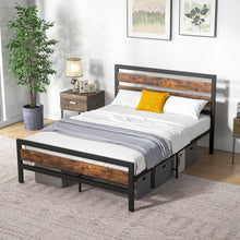Load image into Gallery viewer, Full/Queen Industrial Bed Frame with Rustic Headboard and Footboard-Full Size