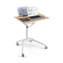 Load image into Gallery viewer, Height Adjustable Mobile Standing Desk with Detachable Holde-Natural