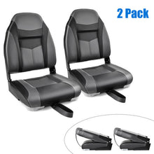 Load image into Gallery viewer, High Back Folding Boat Seats with Black Grey Sponge Cushion and Flexible Hinges-Set of 2