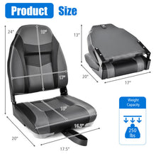 Load image into Gallery viewer, High Back Folding Boat Seats with Black Grey Sponge Cushion and Flexible Hinges-Set of 2