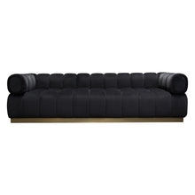 Load image into Gallery viewer, Image Low Profile Sofa in Black Velvet w/ Brushed Gold Base by Diamond Sofa