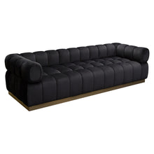 Load image into Gallery viewer, Image Low Profile Sofa in Black Velvet w/ Brushed Gold Base by Diamond Sofa