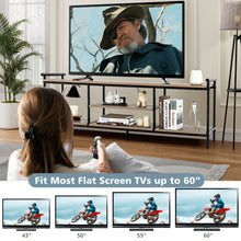 Load image into Gallery viewer, Industrial TV Stand for TVs up to 60 Inch with Storage Shelves-Natural
