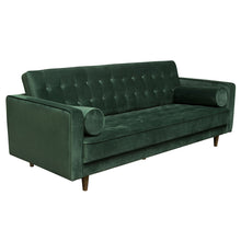 Load image into Gallery viewer, Juniper Tufted Sofa in Hunter Green Velvet with (2) Bolster Pillows by Diamond Sofa