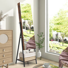 Load image into Gallery viewer, Freestanding Jewelry Cabinet with Full-Length Mirror-Rustic Brown