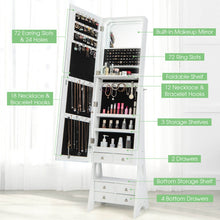 Load image into Gallery viewer, Freestanding Full Length LED Mirrored Jewelry Armoire with 6 Drawers-White