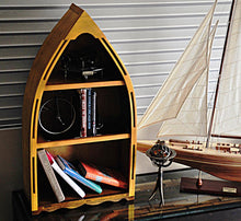 Load image into Gallery viewer, Wooden Canoe Book Shelf Small