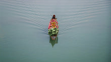 Load image into Gallery viewer, Small South East Asia Sampan Boat Teal Bottom Thuyen Ba La Tam Ban