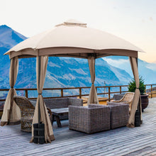 Load image into Gallery viewer, 10 X 10 Feet Patio Double-Vent Gazebo with Privacy Netting and 4 Sandbags-Khaki