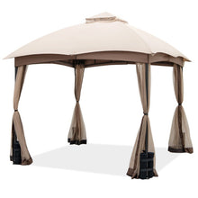 Load image into Gallery viewer, 10 X 10 Feet Patio Double-Vent Gazebo with Privacy Netting and 4 Sandbags-Khaki