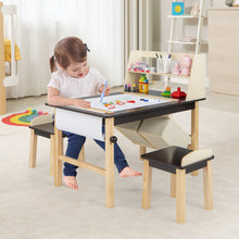 Load image into Gallery viewer, Kids Art Table and Chairs Set with Paper Roll and Storage Bins-Coffee