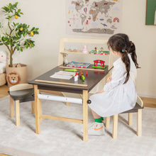 Load image into Gallery viewer, Kids Art Table and Chairs Set with Paper Roll and Storage Bins-Coffee