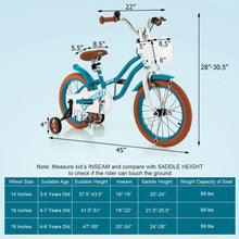 Load image into Gallery viewer, 16 Inch Kids Bike with Front Handbrake and 2 Training Wheels-Turquoise
