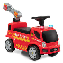 Load image into Gallery viewer, Kids Push Ride On Fire Truck with Ladder Bubble Maker and Headlights-Red