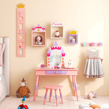 Load image into Gallery viewer, Kids Princess Vanity Table and Stool Set with Drawer and Mirror-Pink