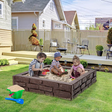 Load image into Gallery viewer, 2-In-1 HDPE Kids Sandbox with Cover and Bottom Liner-Brown
