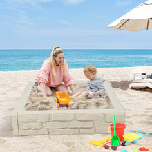Load image into Gallery viewer, 2-In-1 HDPE Kids Sandbox with Cover and Bottom Liner-White