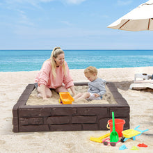 Load image into Gallery viewer, 2-In-1 HDPE Kids Sandbox with Cover and Bottom Liner-Brown