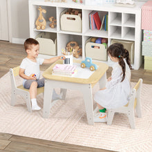 Load image into Gallery viewer, Kid's Table and Chairs Set with Double-sized Tabletop-Natural